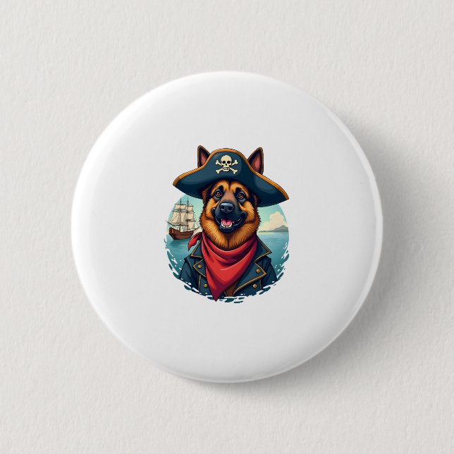 German Shepherd Dog Pirate Copy 2 Inch Round Button (Front)
