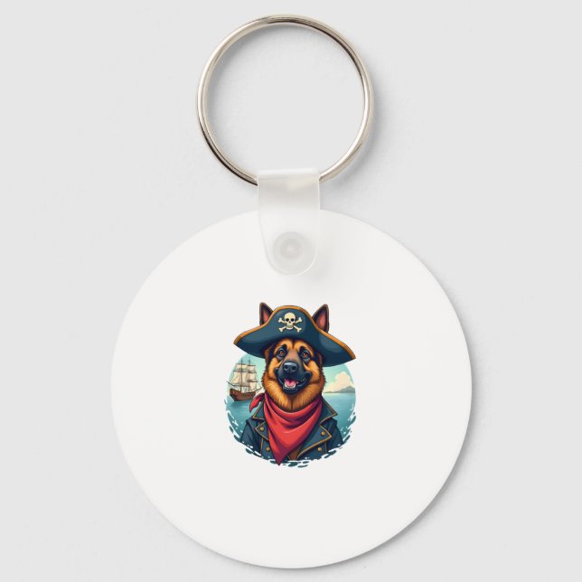 German Shepherd Dog Pirate Copy Keychain (Front)