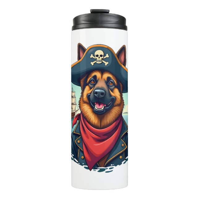 German Shepherd Dog Pirate Copy Thermal Tumbler (Front)