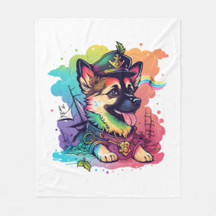 German Shepherd Dog Pirate   Fleece Blanket