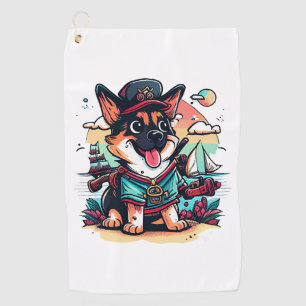 German Shepherd Dog Pirate Golf Towel