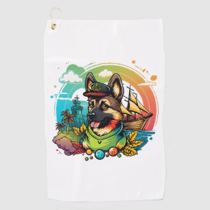 German Shepherd Dog Pirate  Golf Towel