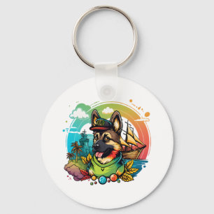 German Shepherd Dog Pirate Keychain