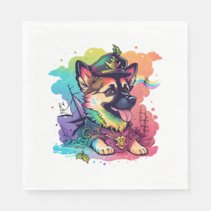 German Shepherd Dog Pirate Napkin