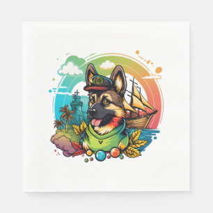 German Shepherd Dog Pirate  Napkin