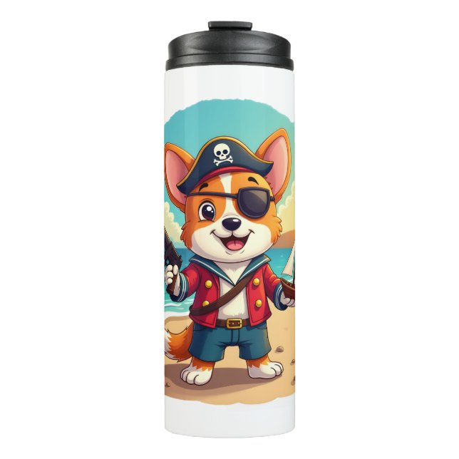 German Shepherd Dog Pirate Thermal Tumbler (Front)