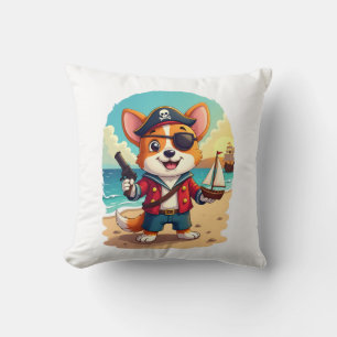 German Shepherd Dog Pirate Throw Pillow