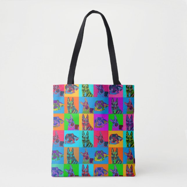 German Shepherd Dog - Pop Art Grid Tote Bag (Front)