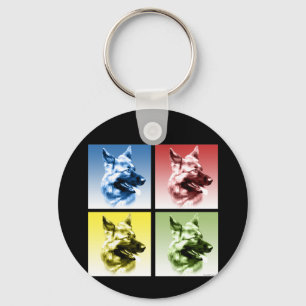 German Shepherd Dog Pop Art Keychain