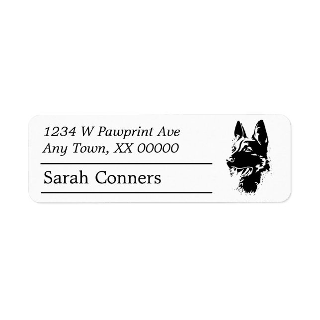 German Shepherd Dog Portrait Adresse de retour (Devant)