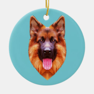 German Shepherd Dog Portrait Ceramic Ornament