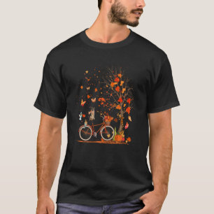 German Shepherd Dog Pumpkin Bicycle Fall Leaves Tr T-Shirt