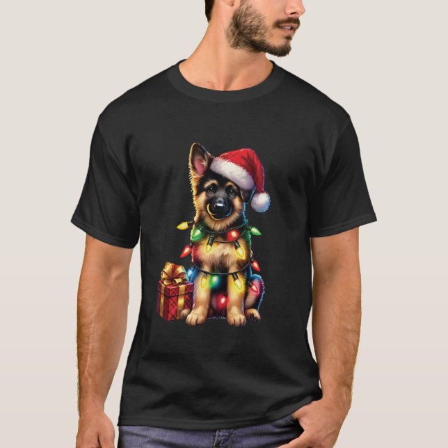 German Shepherd Dog Reindeer Pet Lovers Christmas  T-Shirt (Front)