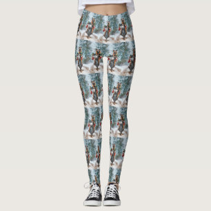 German Shepherd Dog Riding Motorcycle Christmas  Leggings