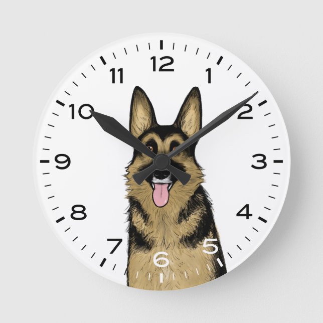 German Shepherd Dog Round Clock (Front)