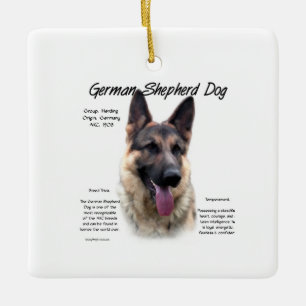 German Shepherd Dog (sable) History Design Ceramic Ornament