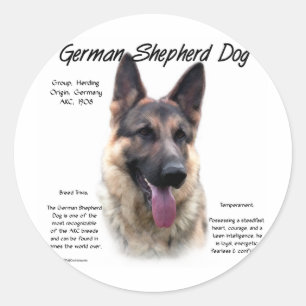 German Shepherd Dog (sable) History Design Classic Round Sticker