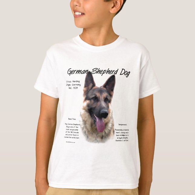 German Shepherd Dog (sable) History Design T-Shirt (Front)