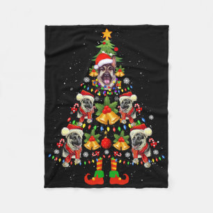 German Shepherd Dog Santa Hat Christmas Tree Xmas Fleece Blanket