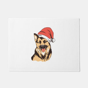 German Shepherd Dog Santa Hat - Funny Christmas Doormat