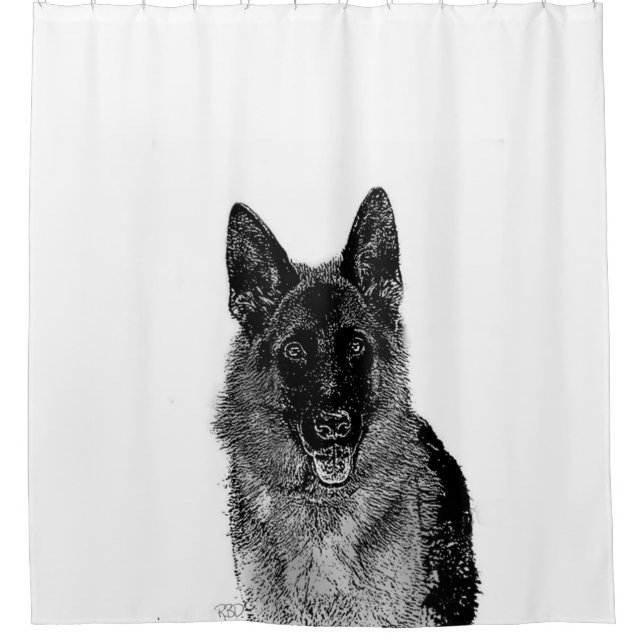 German Shepherd dog shower curtain (Front)