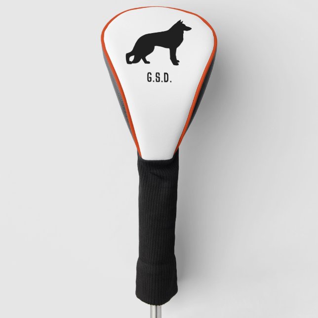 German Shepherd Dog Silhouette Custom Initials Golf Head Cover (Front)
