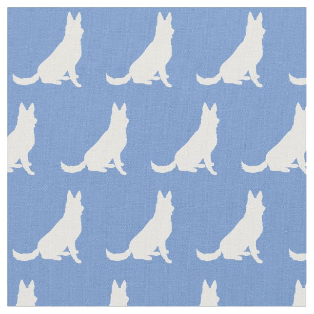 German Shepherd Dog Silhouette Pet Light Blue Fabric (Close Up)
