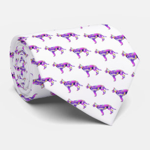 German Shepherd Dog Silhouette Purple White Neck Tie