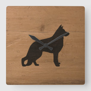 German Shepherd Dog Silhouette Square Wall Clock