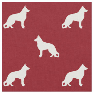 German Shepherd Dog Silhouettes Pattern Fabric