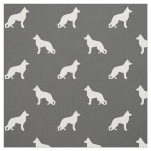 German Shepherd Dog Silhouettes Pattern Fabric