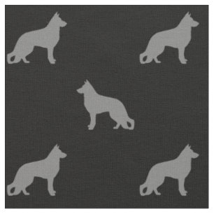 German Shepherd Dog Silhouettes Pattern Fabric