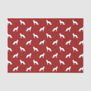 German Shepherd Dog Silhouettes Pattern on Red Tissue Paper