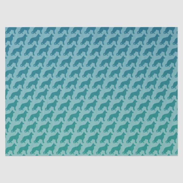 German Shepherd Dog Silhouettes Pattern Tissue Paper (Front)