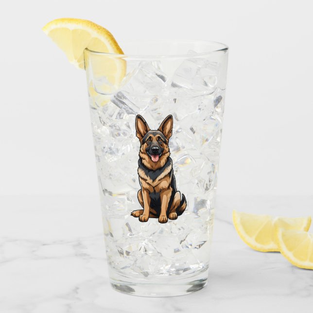 German Shepherd Dog Smiling Glass (Front Ice)