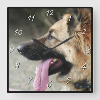 German Shepherd dog square clock
