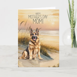German Shepherd Dog Sunset Beach Mother's Day Holiday Card