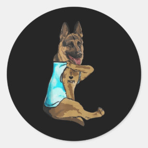 German Shepherd Dog Tattoo I Love Mom Mothers Day  Classic Round Sticker