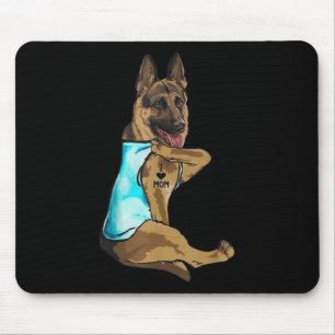 German Shepherd Dog Tattoo I Love Mom Mothers Day  Mouse Pad