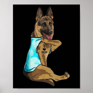 German Shepherd Dog Tattoo I Love Mom Mothers Day  Poster