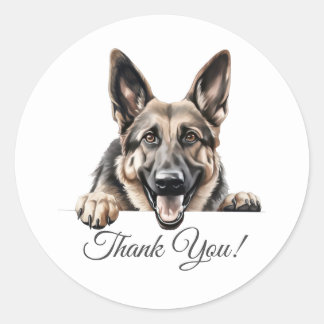 German Shepherd Dog Thank You Classic Round Sticker
