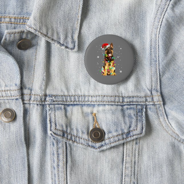 German Shepherd Dog Tree Christmas Sweater Xmas 2 Inch Round Button (In Situ)