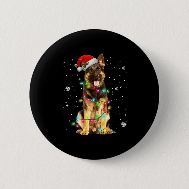 German Shepherd Dog Tree Christmas Sweater Xmas Do 2 Inch Round Button (Front)