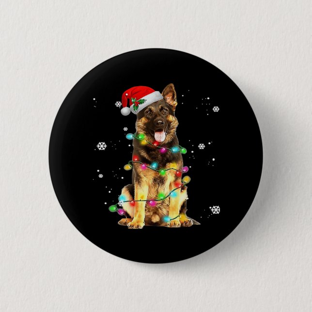 German Shepherd Dog Tree Christmas Sweater Xmas Do 2 Inch Round Button (Front)