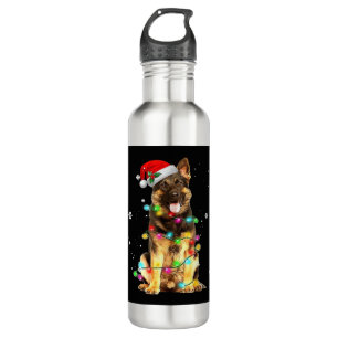 German Shepherd Dog Tree Christmas Sweater Xmas Do 710 Ml Water Bottle