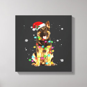 German Shepherd Dog Tree Christmas Sweater Xmas Do Canvas Print