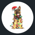 German Shepherd Dog Tree Christmas Sweater Xmas Do Classic Round Sticker<br><div class="desc">German Shepherd Dog Tree Christmas Sweater Xmas Dogs Oversized T-Shirt</div>