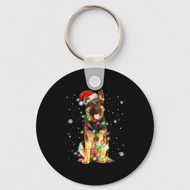 German Shepherd Dog Tree Christmas Sweater Xmas Do Keychain (Front)