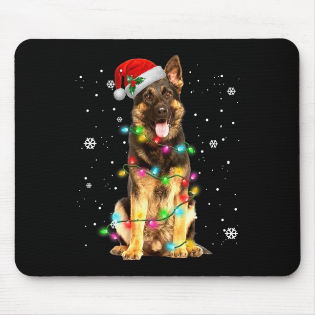 German Shepherd Dog Tree Christmas Sweater Xmas Do Mouse Pad (Front)