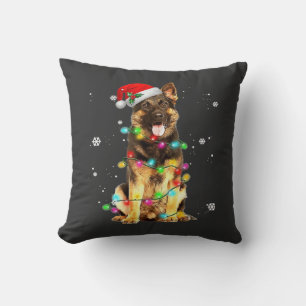 German Shepherd Dog Tree Christmas Sweater Xmas Do Throw Pillow